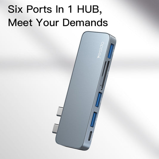 Yesido HB10 USB-C Hub for Apple MacBook Pro / Air, 6in1, Grey