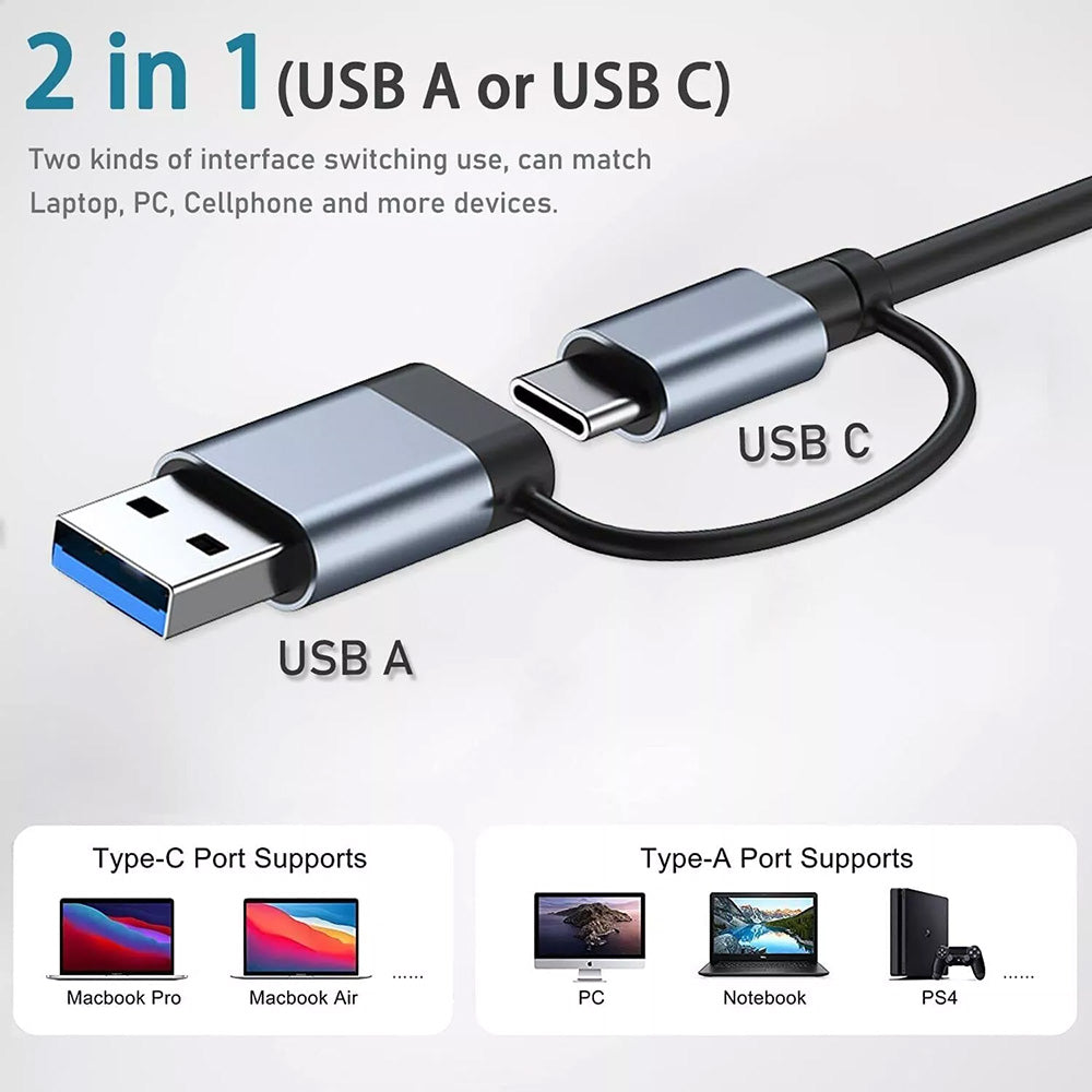 USB / USB-C Techsuit H8 DataBridge Hub, 4in1, Gray