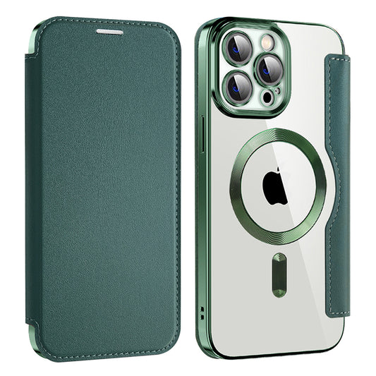MagSafe Case for Apple iPhone 13 Pro Max, Techsuit, SmartMag Book, Green
