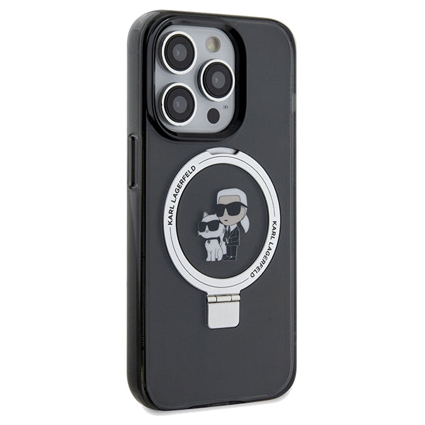 MagSafe Case for Apple iPhone 14 Pro Max, Karl Lagerfeld, Ring Stand Karl & Choupette, Black