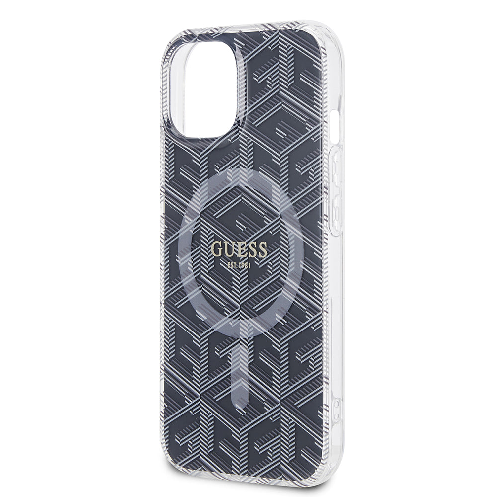 MagSafe Case for Apple iPhone 15, Guess, IML Gcube, Black
