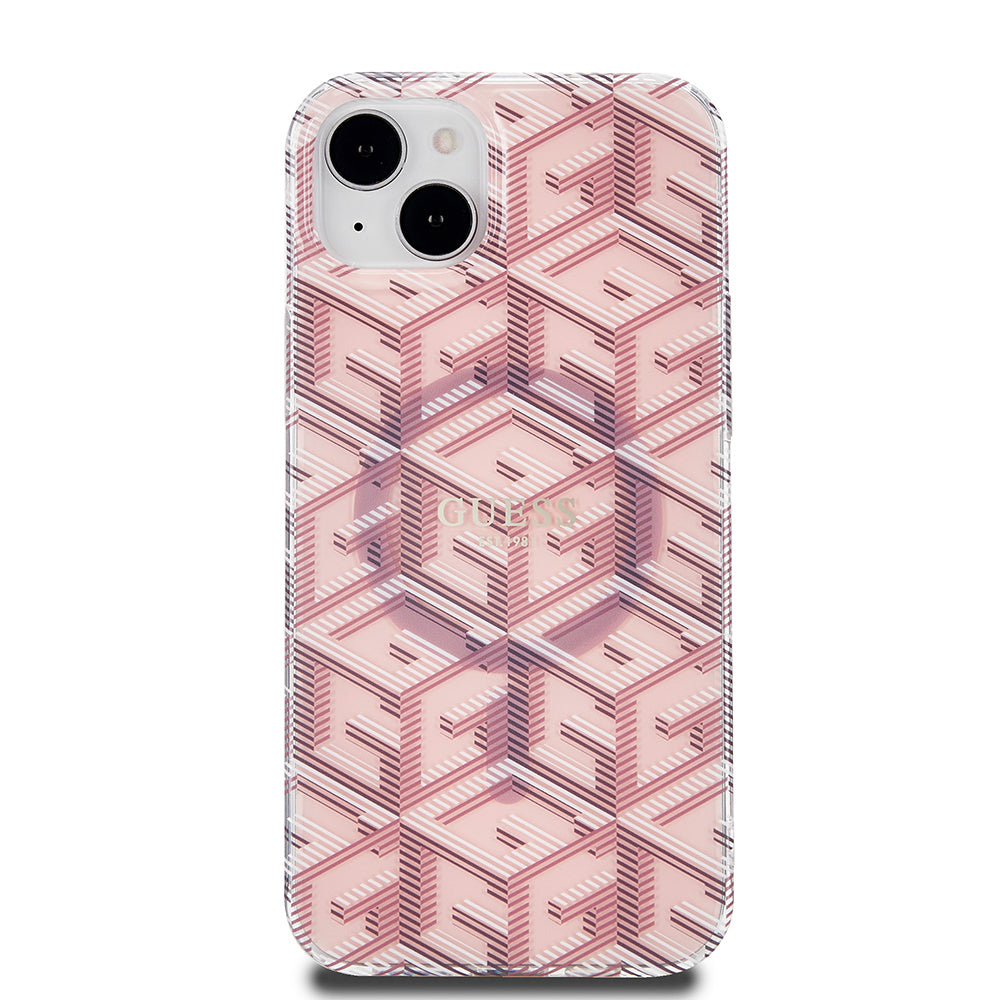 MagSafe Case for Apple iPhone 15, Guess, IML Gcube, Pink