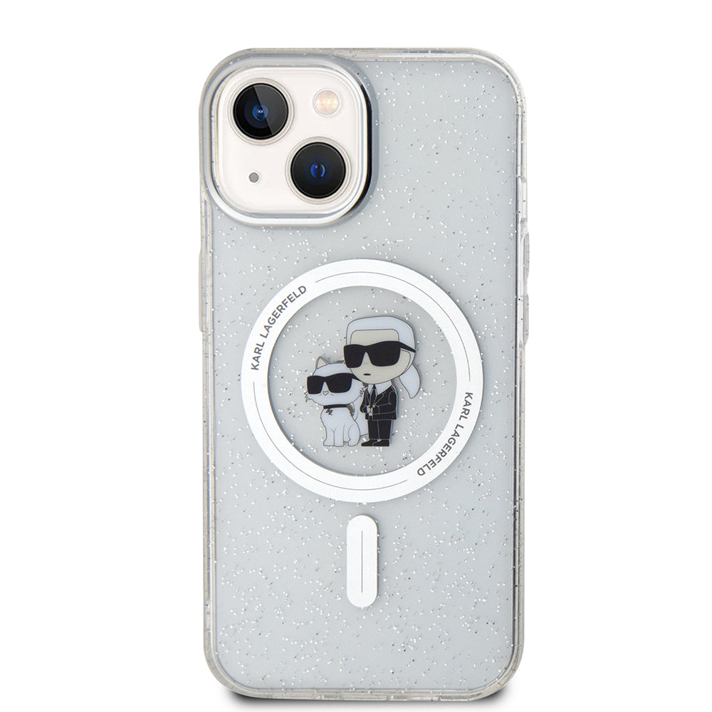 MagSafe Case for Apple iPhone 15, Karl Lagerfeld, Glitter, Transparent