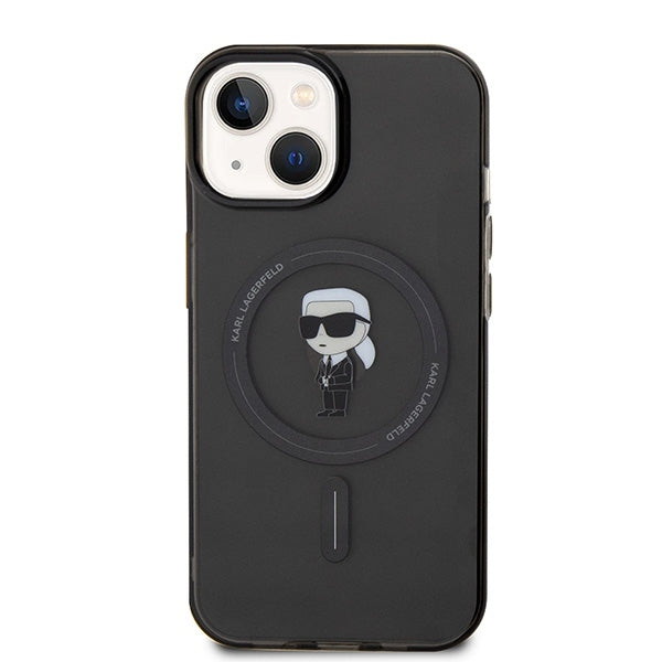 MagSafe Case for Apple iPhone 15, Karl Lagerfeld, IML Ikonik Karl, Black