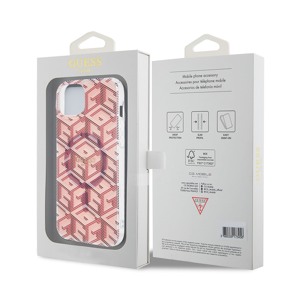 MagSafe Case for Apple iPhone 15 Plus, Guess, IML Gcube, Pink