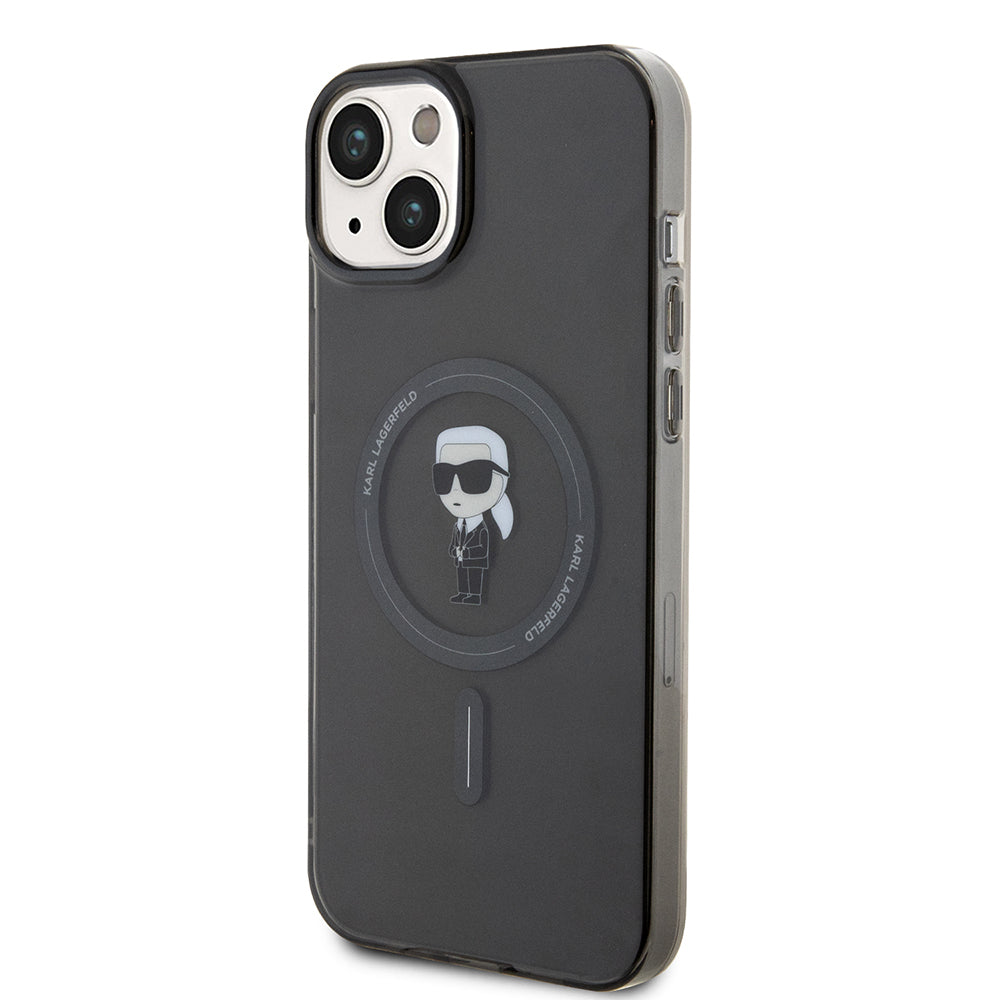 MagSafe Case for Apple iPhone 15 Plus, Karl Lagerfeld, IML Ikonik Karl, Black