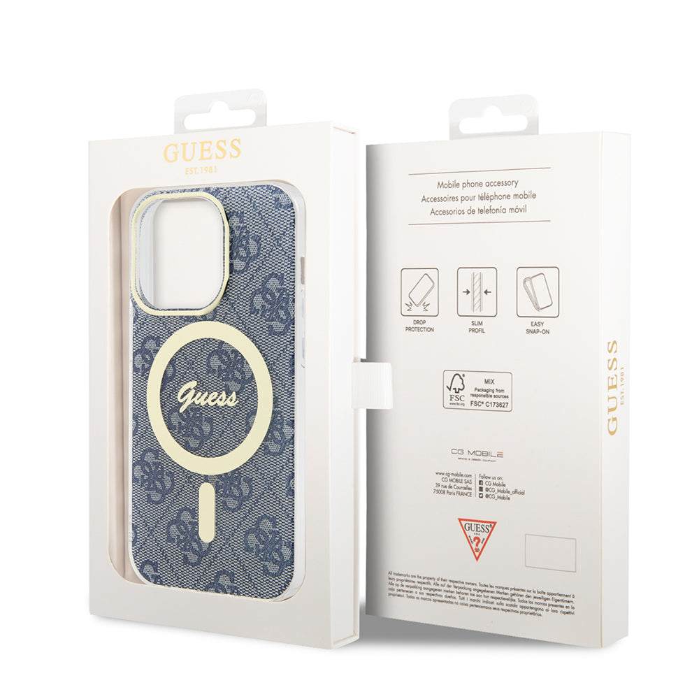 MagSafe Case for Apple iPhone 15 Pro, Guess, IML 4G, Blue