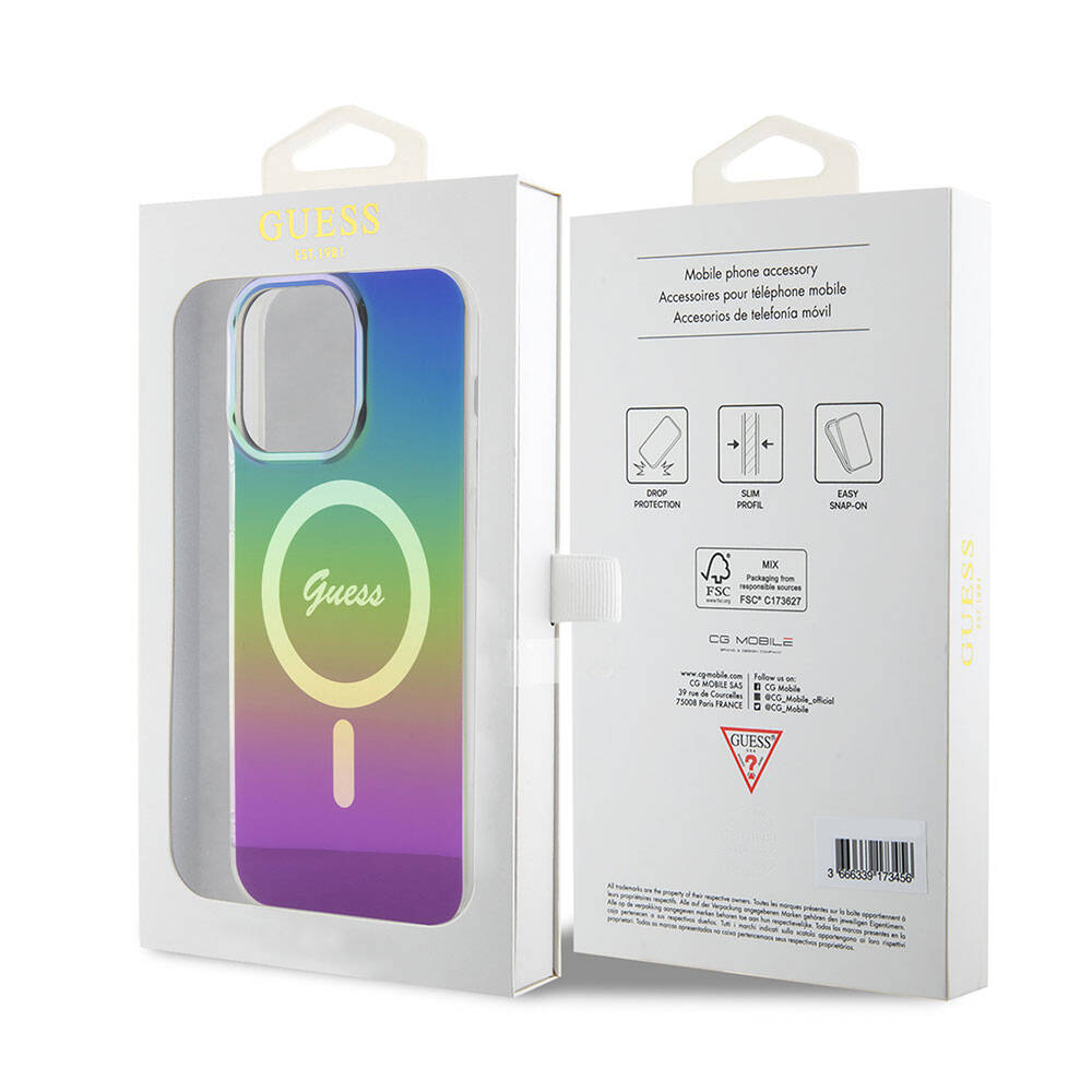 MagSafe Case for Apple iPhone 15 Pro, Guess, IML Iridescent, Multicolor