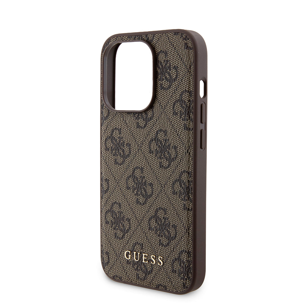 MagSafe Case for Apple iPhone 15 Pro, Guess, Powerbank 4G Metal Logo, Brown