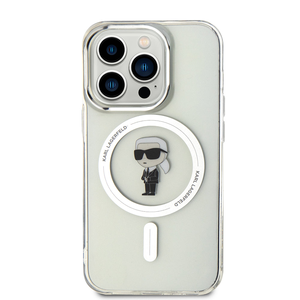 MagSafe Case for Apple iPhone 15 Pro, Karl Lagerfeld, IML Ikonik Karl, Transparent