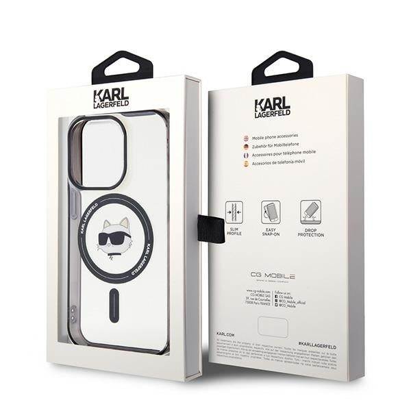 MagSafe Case for Apple iPhone 15 Pro Max, Karl Lagerfeld, IML Choupette's Head, Transparent
