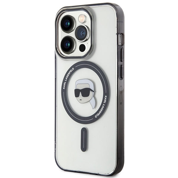 MagSafe Case for Apple iPhone 15 Pro Max, Karl Lagerfeld, IML Karl's Head, Transparent