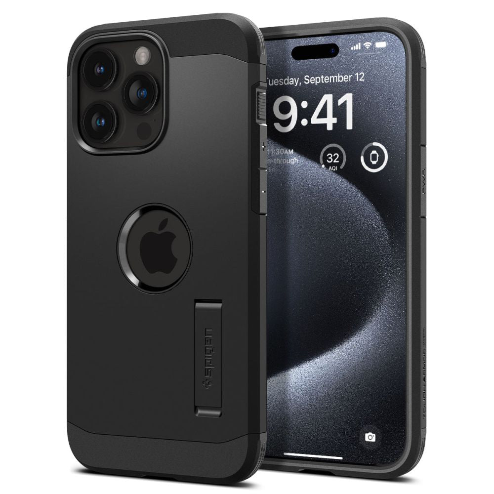 MagSafe Case for Apple iPhone 15 Pro Max, Spigen, Tough Armor, Black ACS06594