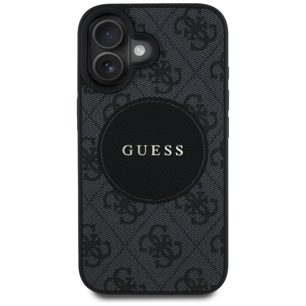 MagSafe Case for Apple iPhone 16, Guess, 4G Circle Classic Logo, Black