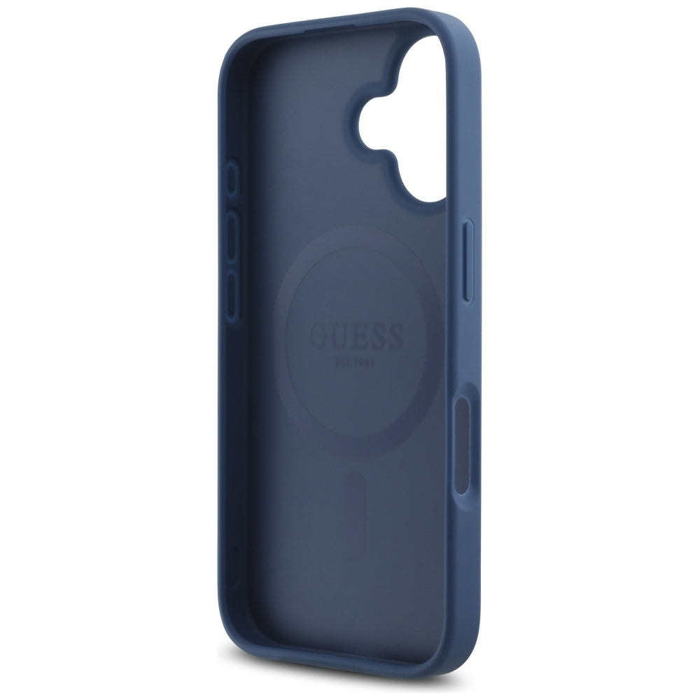 MagSafe Case for Apple iPhone 16, Guess, 4G Small and Classic Logo, Blue