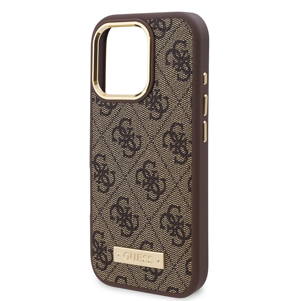 MagSafe Case for Apple iPhone 16 Pro, Guess, 4G Logo Plate, Black