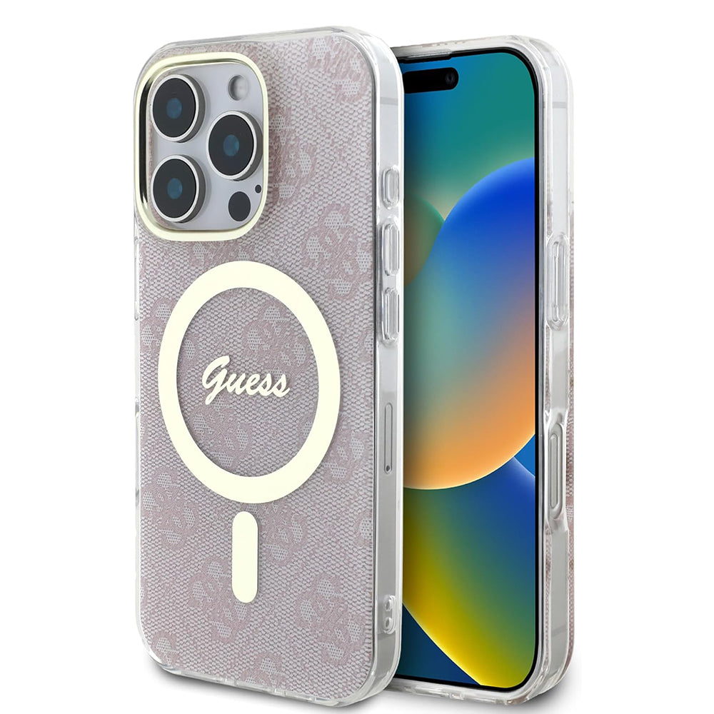 MagSafe Case for Apple iPhone 16 Pro, Guess, IML 4G, Pink