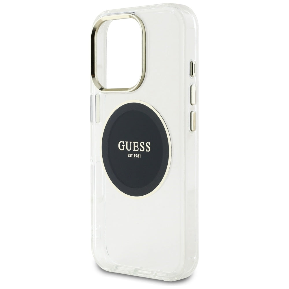 MagSafe Case for Apple iPhone 16 Pro, Guess, IML Metal Colored Circle, Black