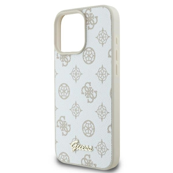 MagSafe Case for Apple iPhone 16 Pro, Guess, Peony Script, White