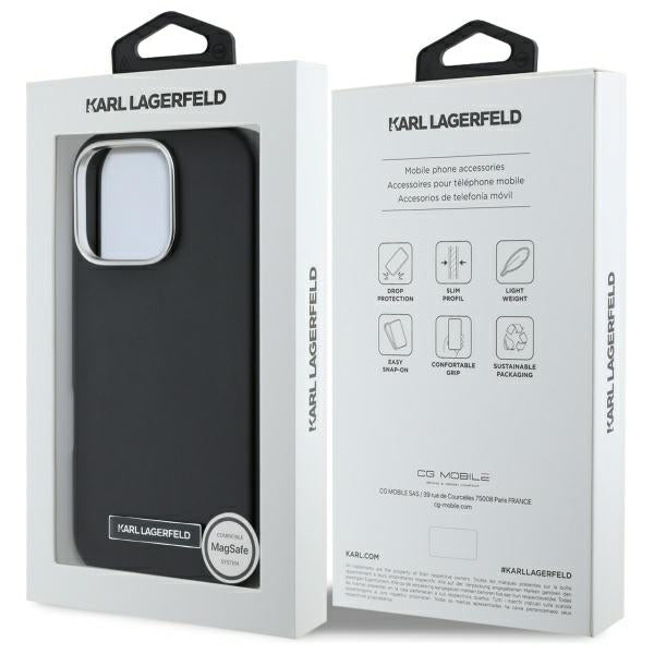 MagSafe Case for Apple iPhone 16 Pro, Karl Lagerfeld, FW Metal Plate, Black