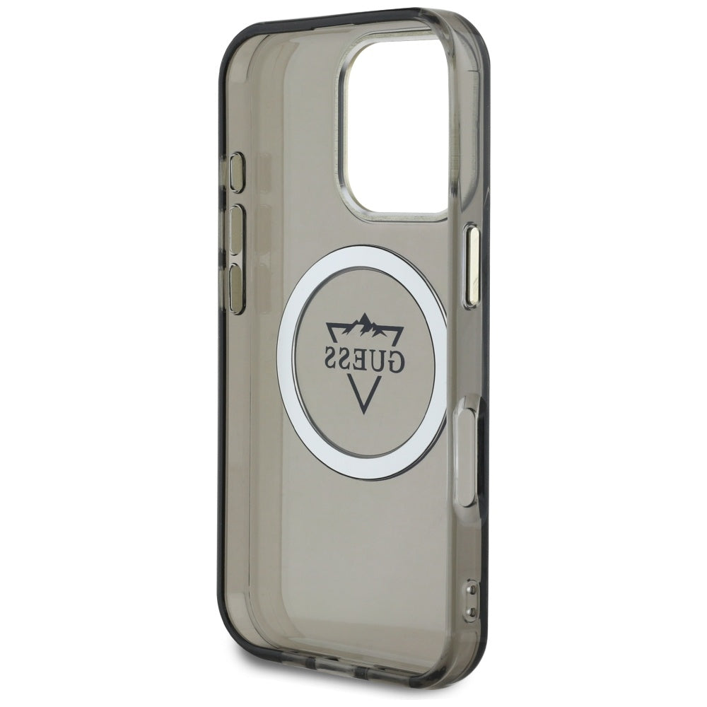 MagSafe Case for Apple iPhone 16 Pro Max, Guess, IML Metal Mountain Logo, Black