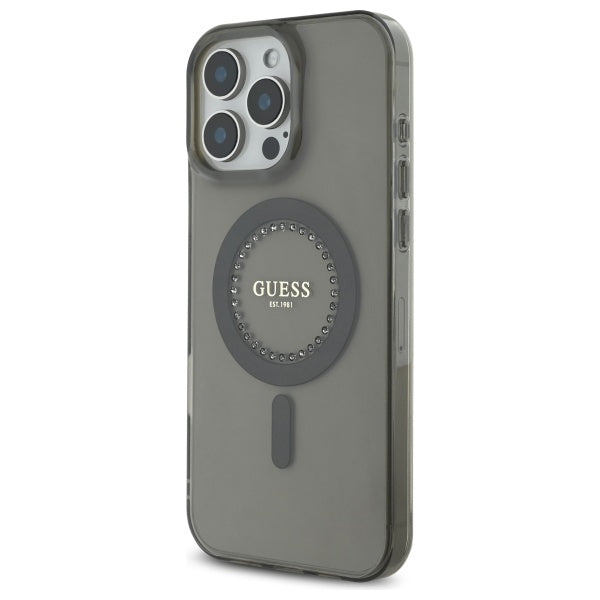 MagSafe Case for Apple iPhone 16 Pro Max, Guess, IML Rhinestone, Black