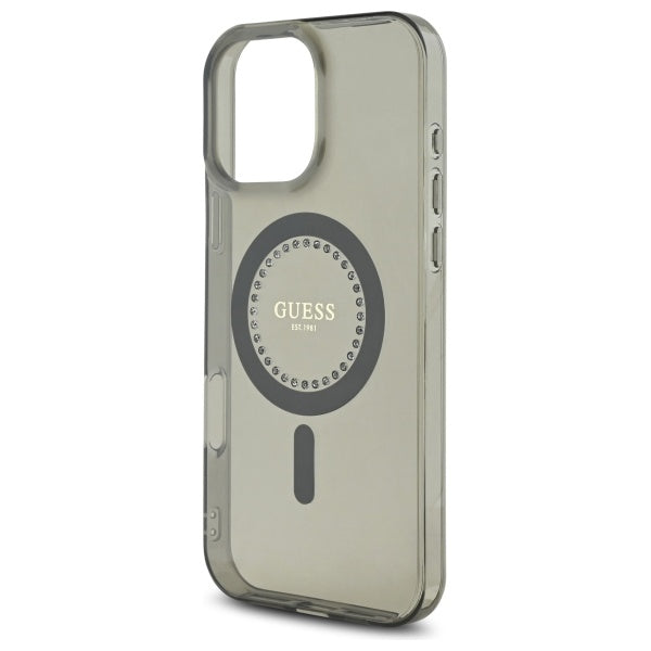 MagSafe Case for Apple iPhone 16 Pro Max, Guess, IML Rhinestone, Black
