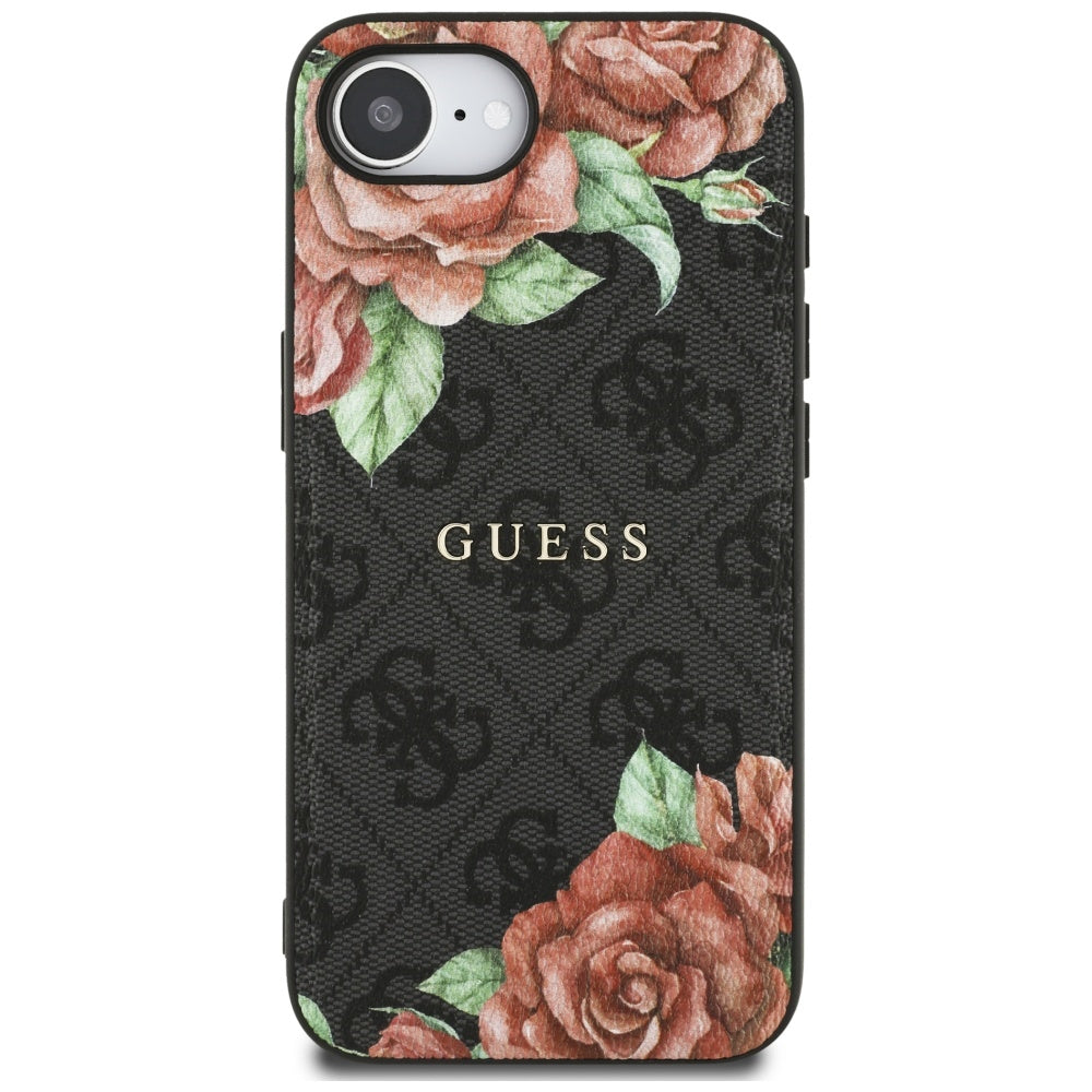 MagSafe Case for Apple iPhone 17e / 16e, Guess, 4G Flowers Print, Black