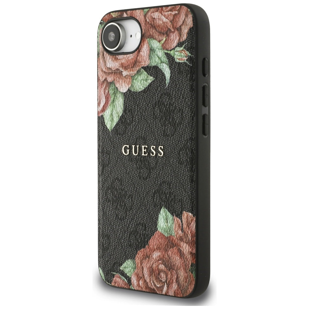 MagSafe Case for Apple iPhone 17e / 16e, Guess, 4G Flowers Print, Black