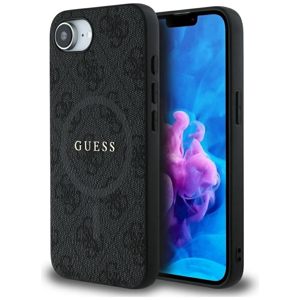 MagSafe Case for Apple iPhone 17e / 16e, Guess, 4G Ring Classic Logo, Black