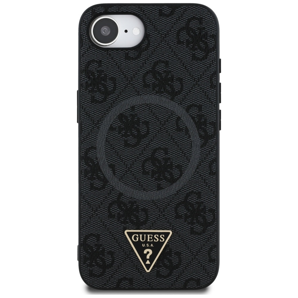 MagSafe Case for Apple iPhone 17e / 16e, Guess, 4G Ring Triangle Logo, Black