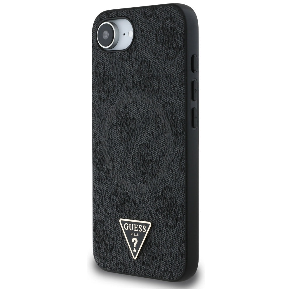 MagSafe Case for Apple iPhone 17e / 16e, Guess, 4G Ring Triangle Logo, Black
