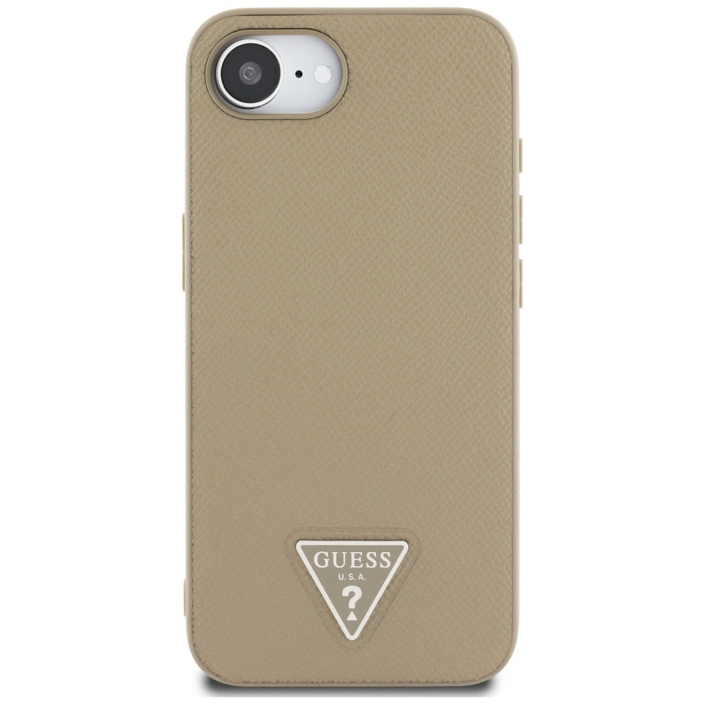 MagSafe Case for Apple iPhone 17e / 16e, Guess, Grained Triangle Logo, Brown
