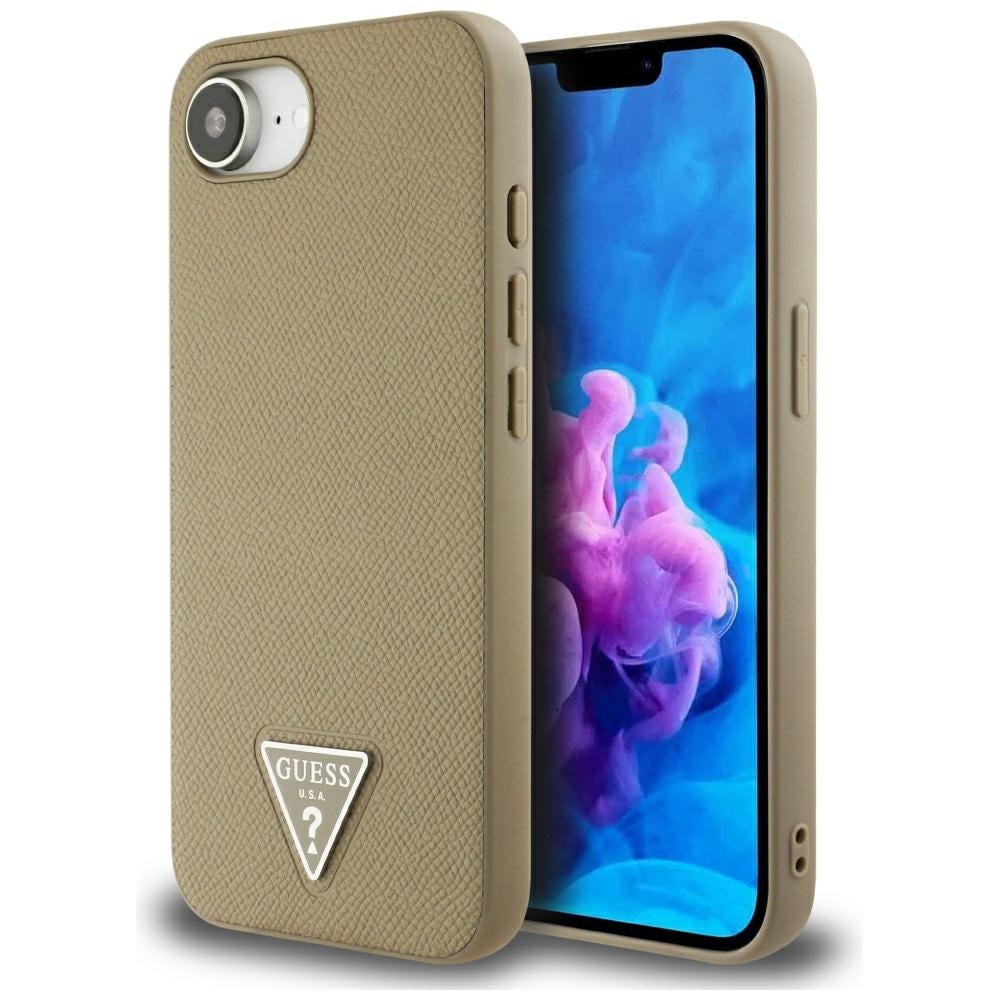 MagSafe Case for Apple iPhone 17e / 16e, Guess, Grained Triangle Logo, Brown