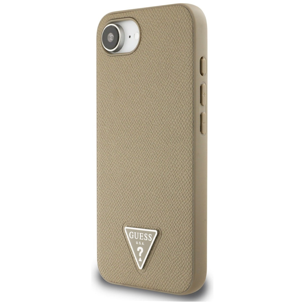 MagSafe Case for Apple iPhone 17e / 16e, Guess, Grained Triangle Logo, Brown