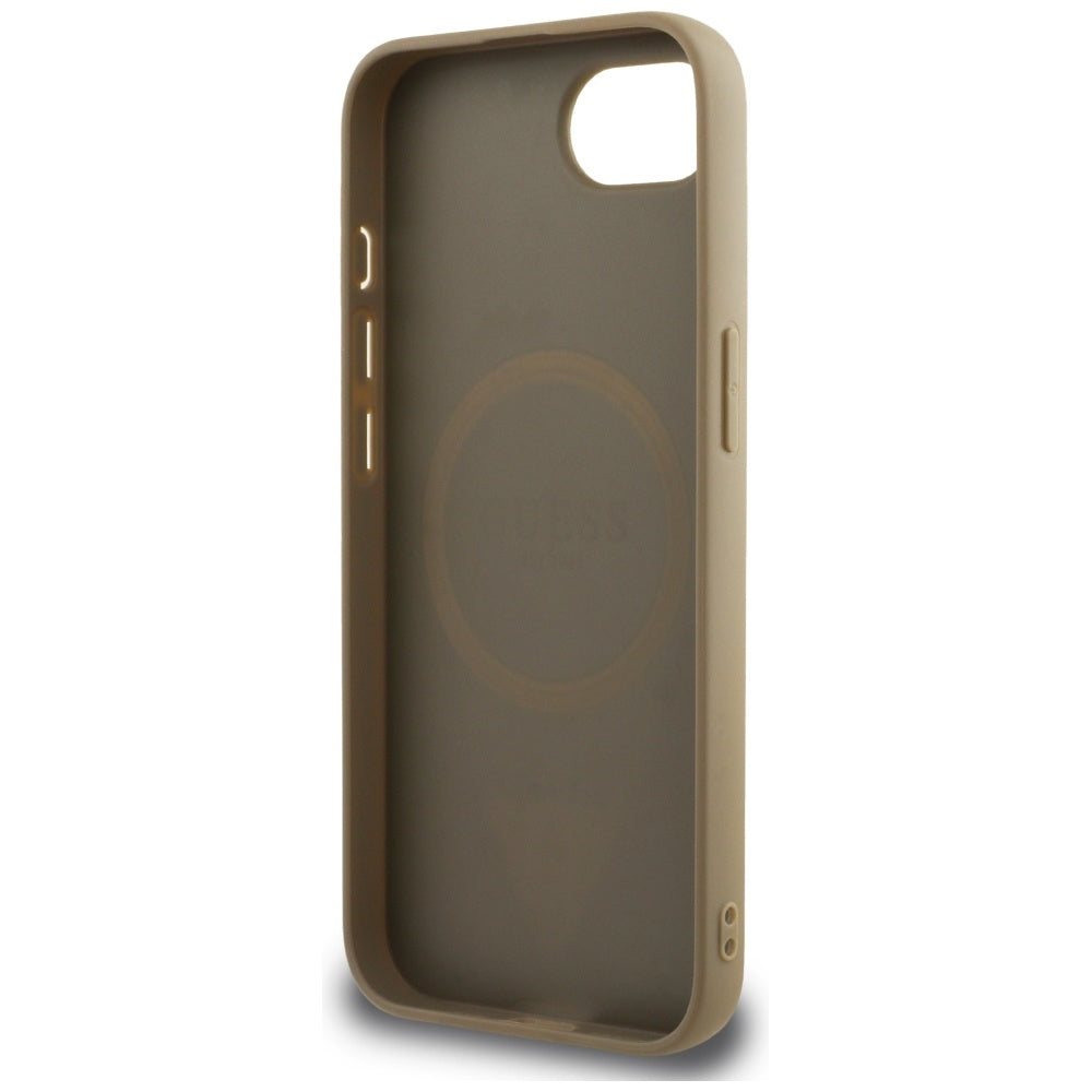 MagSafe Case for Apple iPhone 17e / 16e, Guess, Grained Triangle Logo, Brown