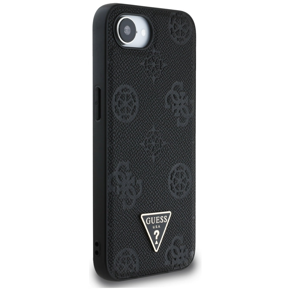 MagSafe Case for Apple iPhone 17e / 16e, Guess, Peony Grained Hot Stamp Triangle, Black