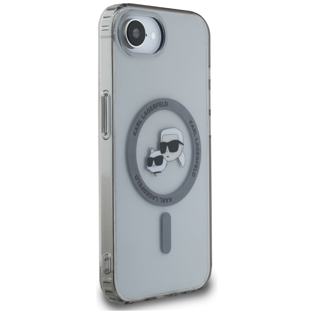 MagSafe Case for Apple iPhone 17e / 16e, Karl Lagerfeld, IML Metal Karl & Choupette's Heads, Black