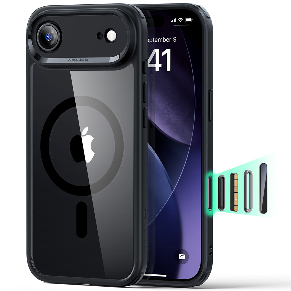 MagSafe Case for Apple iPhone 17 Air, ESR, Classic Hybrid, Transparent Black