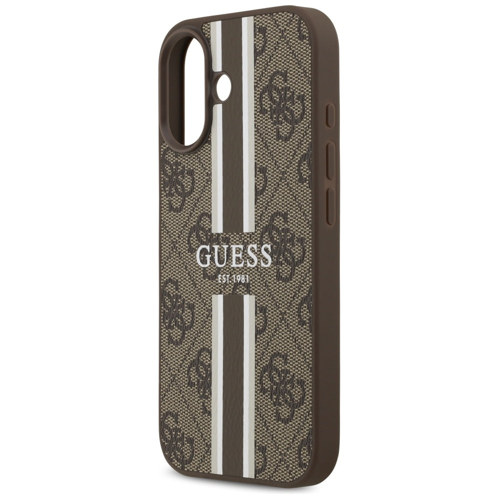 MagSafe Case for Apple iPhone 17, Guess, 4G Printed Stripes, Brown