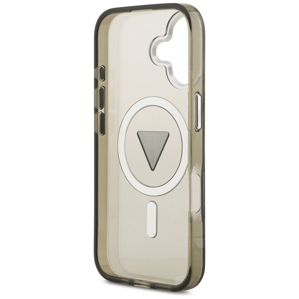 MagSafe Case for Apple iPhone 17, Guess, IML Gradient Triangle Logo, Silver Khaki