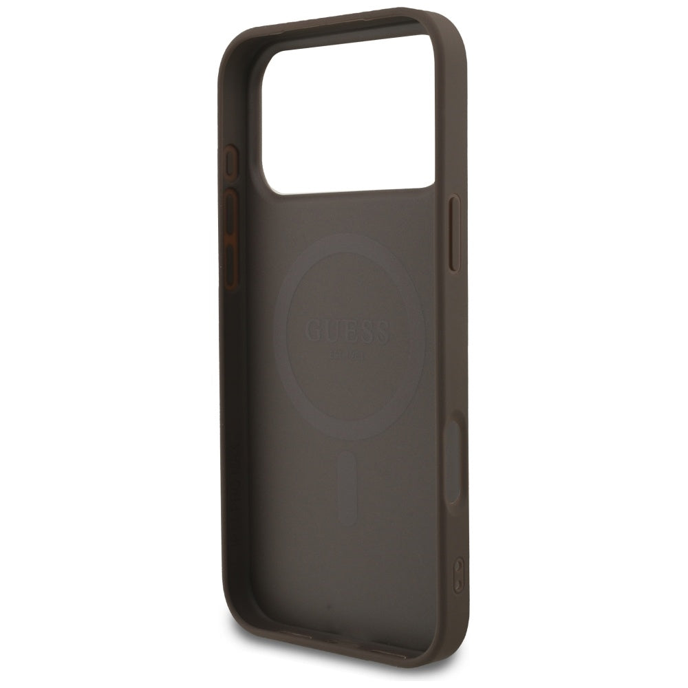 MagSafe Case for Apple iPhone 17 Pro, Guess, 4G Ring Classic Logo, Brown