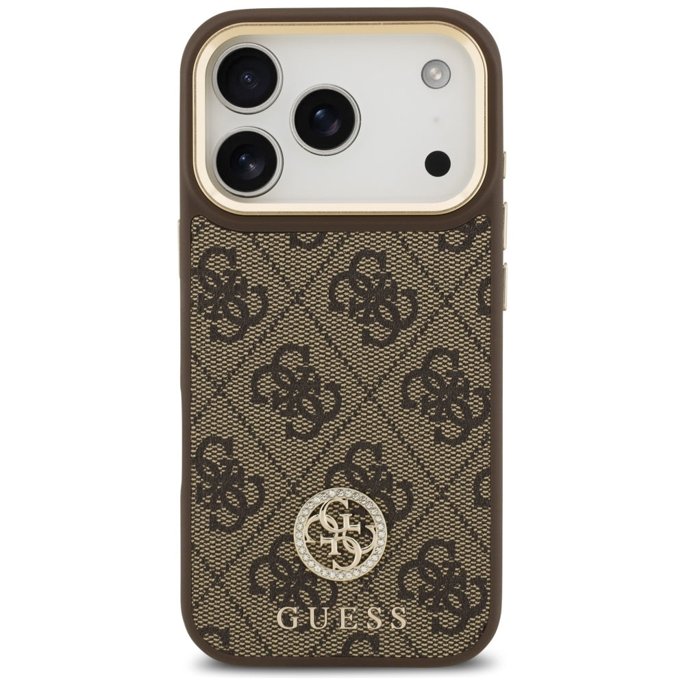 MagSafe Case for Apple iPhone 17 Pro, Guess, 4G Strass Logo, Brown