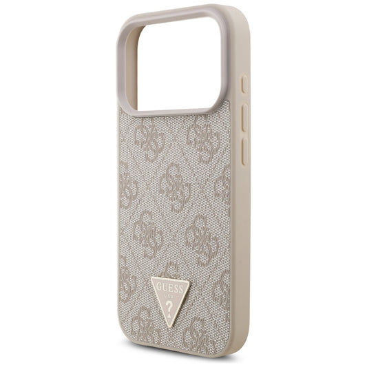 MagSafe Case for Apple iPhone 17 Pro, Guess, 4G Triangle Logo with Pearl Strap, Pink