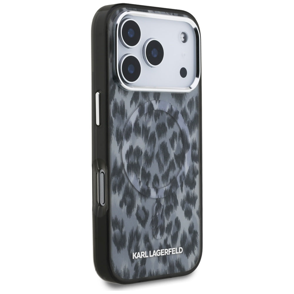 MagSafe Case for Apple iPhone 17 Pro, Karl Lagerfeld, IML Leopard Pattern, Black