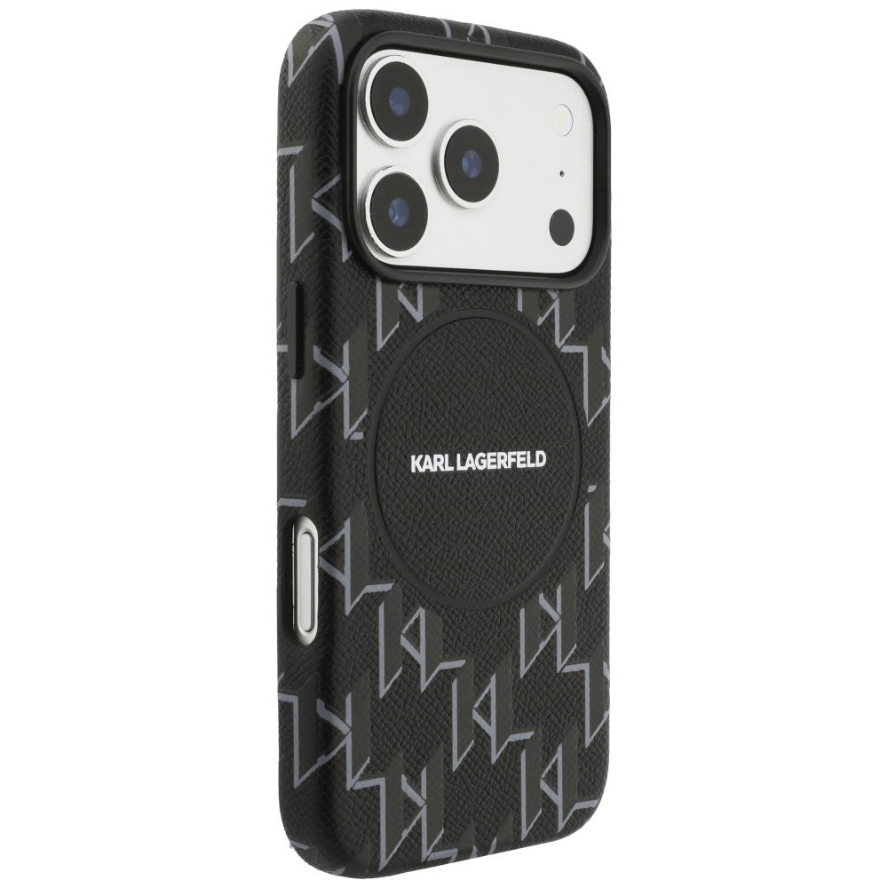 MagSafe Case for Apple iPhone 17 Pro, Karl Lagerfeld, KL Monogram Logo, Black