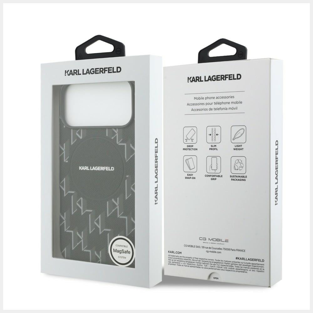 MagSafe Case for Apple iPhone 17 Pro, Karl Lagerfeld, KL Monogram Logo, Black