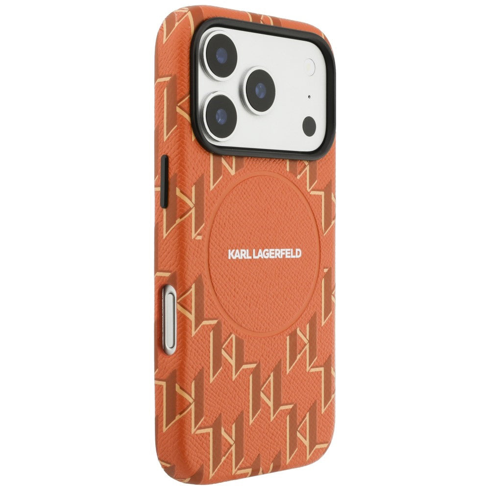 MagSafe Case for Apple iPhone 17 Pro, Karl Lagerfeld, KL Monogram Logo, Orange