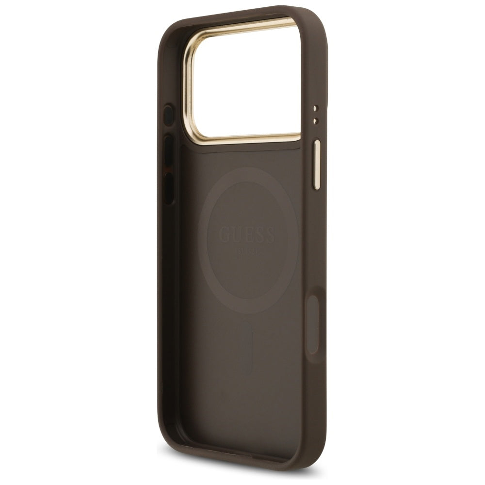 MagSafe Case for Apple iPhone 17 Pro Max, Guess, 4G Strass Logo, Brown