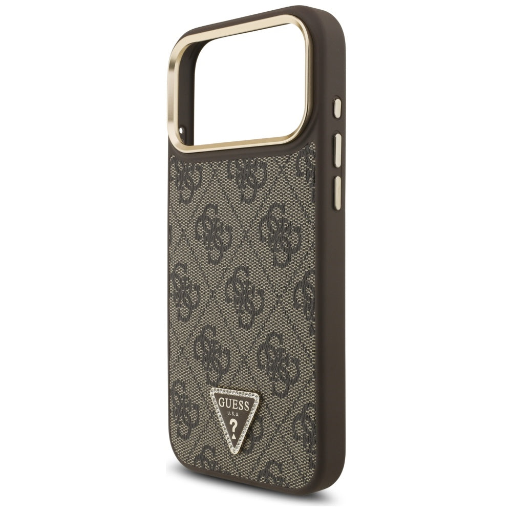 MagSafe Case for Apple iPhone 17 Pro Max, Guess, 4G Triangle Logo, Golden Brown